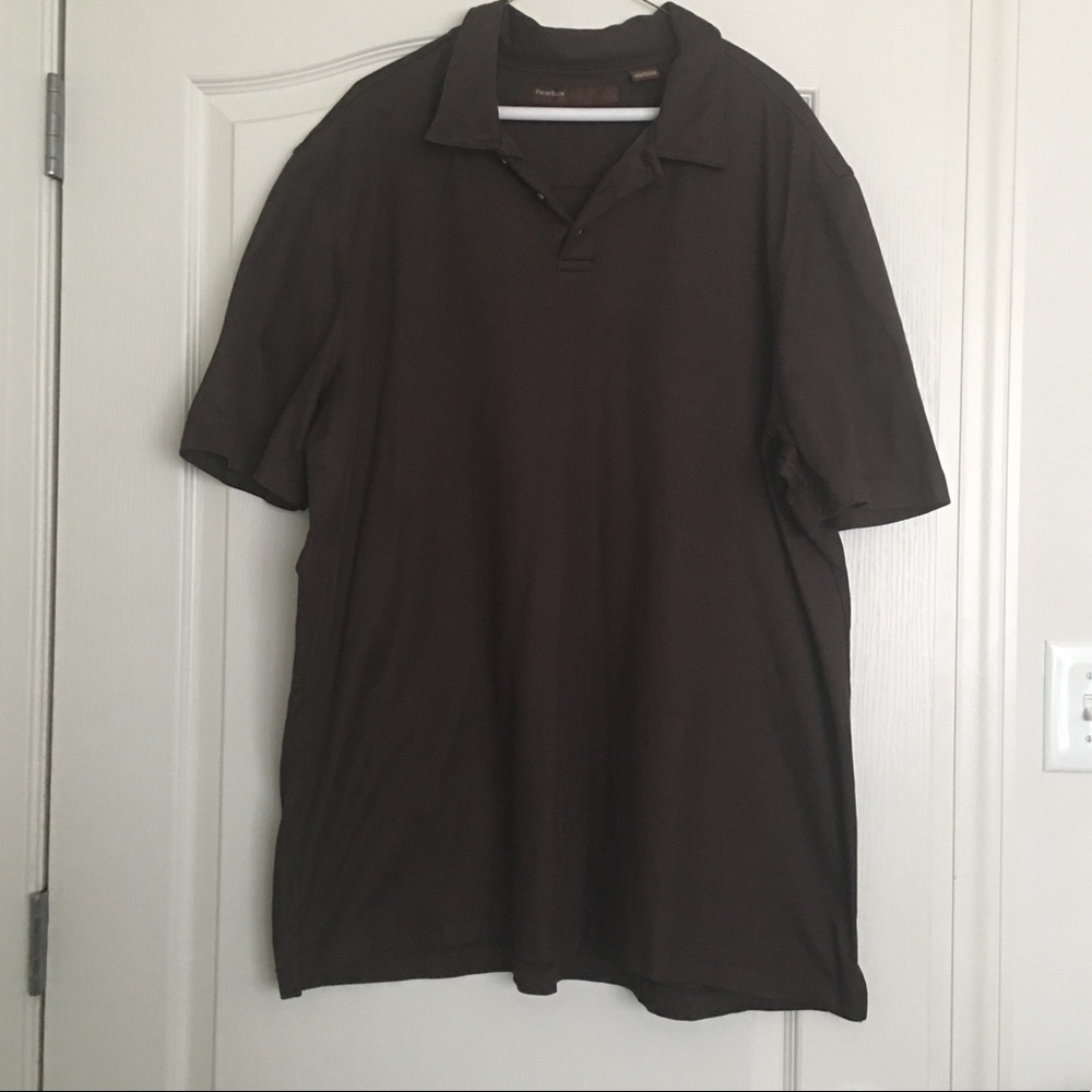 Perry Ellis Mens 2XL brown short sleeves polo.